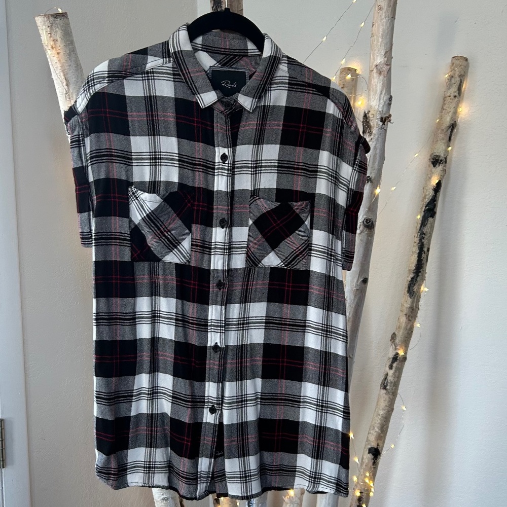 RAILS SHORT SLEEVE PLAID BUTTON DOWN